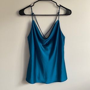 Rich Blue Cowl Neck Satin Camisole - New!
